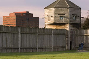 Images Dated 7th February 2006: Historic Fort Vancouver held guard over the old trapper settelment. The modern new
