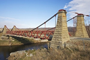 Images Dated 1st July 2009: Historic Suspension Bridge, Taieri River, Sutton, Otago, South Island, New Zealand