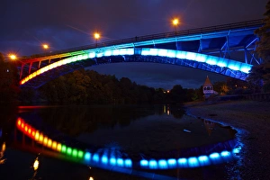 Images Dated 24th March 2015: Historic Victoria Bridge (1910) at night, Waikato River, Hamilton, Waikato, North Island