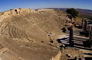 Images Dated 11th January 2021: Historical 2nd Century Roman Theater ruins in Dougga in Tunisia Northern Africa