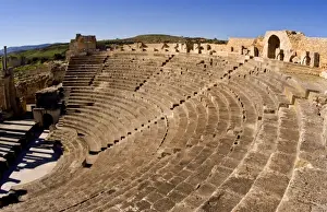 Images Dated 11th January 2021: Historical 2nd Century Roman Theater ruins in Dougga in Tunisia Northern Africa