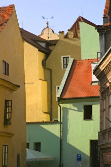 Main Square Prints: Historical buildings in main square, Cesky Krumlov, Czech Republic