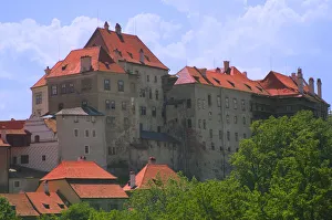 Tile Roof Prints: Historical buildings with red roof in Cesky Krumlov, Czech Republic