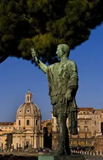 Images Dated 24th January 2021: Historical Caesar bronze statue in Roman Forum in center of Rome Roma Italy Europe