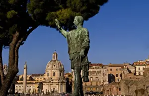 Images Dated 24th January 2021: Historical Caesar bronze statue in Roman Forum in center of Rome Roma Italy Europe