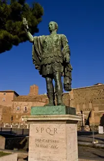 Images Dated 24th January 2021: Historical Caesar bronze statue in Roman Forum in center of Rome Roma Italy Europe