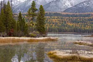 Swan Mountains Prints: Holland Lake in autumn in the swan Mountains of the Lolo National Forest, Montana, USA