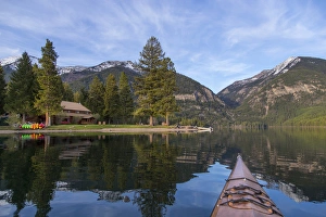 Kayak Prints: Holland Lake Lodge on Holland Lake in the Lolo National Forest, Montana, USA