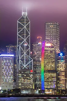 Hong Kong Prints: Hong Kong Island skyline and Victoria Harbour, Hong Kong, China