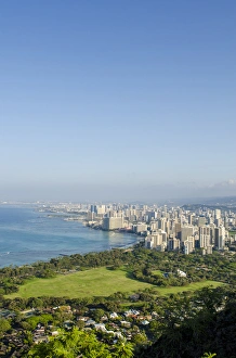 Hawaii Prints: Honolulu from atop Diamond Head State Monument (Leahi Crater), Honolulu, Oahu, Hawaii