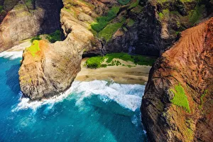 State Park Prints: Honopu Arch and Honopu Beach on the Na Pali Coast