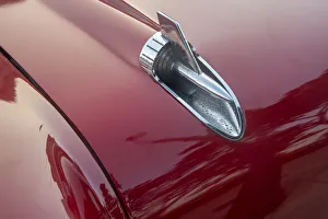Prints of Detail of hood ornament of red 57 Chevrolet Bel Air in Habana, Havana, Cuba Caribbean Prints: Detail of hood ornament of red 57 Chevrolet Bel Air in Habana, Havana, Cuba