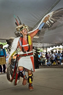 Images Dated 1st July 2006: Hopi eagle dancer, Alrye Polequaptwa, dressed in traditional regalia of woven apron