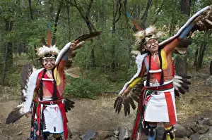 Nation Prints: Hopi-Tewa eagle dancers dressed in traditional regalia of woven apron, sash, moccasins