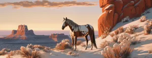 Images Dated 1st October 2024: Horse and desert formations. Illustration-style. (AI Generated)