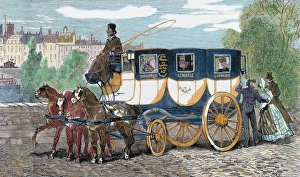 Passage Prints: Horse-drawn omnibus. Engraving by H. Linton in L Univers Illustr (1862)