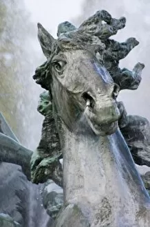 Images Dated 14th December 2007: A horses head at the Monument aux Girondins sculpture and fountain on the Esplanade