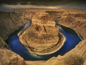 Horseshoe Bend Prints: Horseshoe bend of Colorado River in marble canyon on its way to the Grand Canyon in
