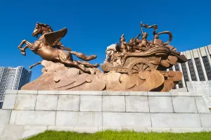 Images Dated 2nd September 2010: Horsestatue before the Childrena's palace, Pyongyang, North Korea