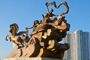 Images Dated 2nd September 2010: Horsestatue before the ChildrenA's palace, Pyongyang, North Korea