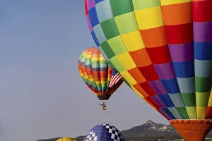Hot air balloon bringing color to the sky. (Editorial Use Only)
