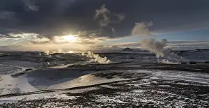 Images Dated 26th February 2015: Hot steam rising from the geothermal power plant Bjarnaflag near the vulcano Krafla