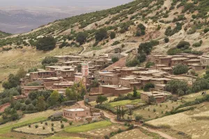 Straw Prints: Houses made of mud and straw are typical architecture in a village in the foothills