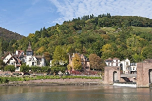 Houses on the north side of Neckar River, Heidelberg, Germany