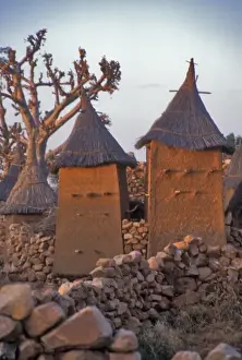 Straw Prints: Houses in the village of Idjeli Dono, the highest of the three Idjeli villages, at sunset