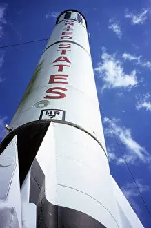 Houston, USA. Huge United States rocket ship on display at NASA Johnson Space Centre