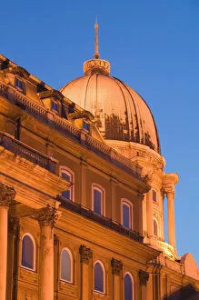 HUNGARY-Budapest: Buda / Castle Hill- Dome of Ludwig Museum / Evening
