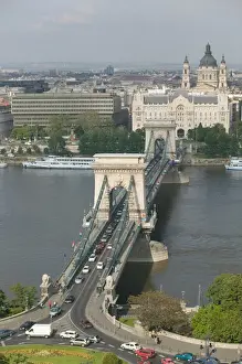 Images Dated 11th May 2004: HUNGARY-Budapest: Buda / Castle Hill View of- Danube River, Szechenyi (Chain)