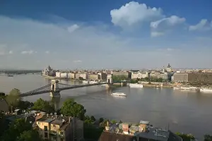 Images Dated 11th May 2004: HUNGARY-Budapest: Buda / Castle Hill View of- Danube River, Szechenyi (Chain)