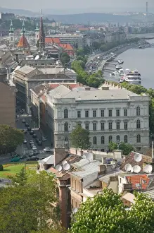 Riverfront Prints: HUNGARY-Budapest: Buda / Castle Hill View of- Lower Buda Waterfront around Clark Adam ter