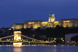 Chain Prints: Hungary, Budapest, Buda Castle Palace and Chain Bridge