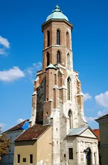 Hungarian Prints: Hungary, Budapest. Church restored after the damage sustained during World War II