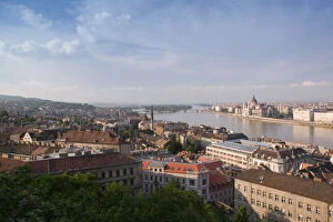 HUNGARY-Budapest: Danube River View from Fishermans Bastion
