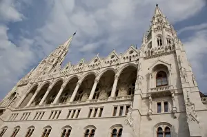 Hungary, Budapest. Neo-Gothic Parliament building (aka Orszaghaz), largest building in Hungary