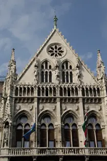 Hungary, Budapest. Neo-Gothic Parliament building (aka Orszaghaz), largest building in Hungary