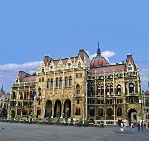 Hungarian Prints: Hungary, Budapest, Parliament Building, view of the back