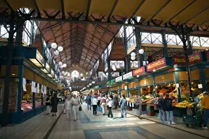 Pest Prints: HUNGARY-Budapest: Pest Inner Town: Nagysarnok- Great Market Interior (NR)