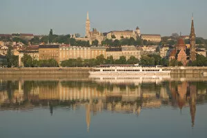 HUNGARY-Budapest: View of Castle Hill (Buda) & Danube River / Morning