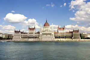 Pest Prints: Hungary, Budapest, View of the Parliament and the Blue Danube River
