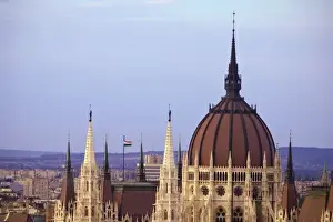 Hungarian Prints: HUNGARY, Budapest. View of the Parliament Buildings from Castle Hill. (RF)