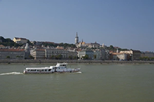Hungary, Budapest. View from Pest across the Danube River to Buda. Castle Hill, Fisherman s