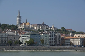 Hungarian Prints: Hungary, Budapest. View from Pest across the Danube River to Buda