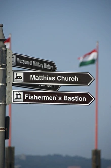 Images Dated 13th September 2009: Hungary, capital city of Budapest. buda, Castle Hill, Hungarian flags