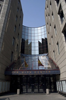 Hungary, capital city of Budapest. Downtown Pest, modern Ece City Center
