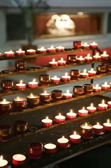 Images Dated 9th May 2004: HUNGARY-DANUBE BEND-Estergom: Estergom Basilica (b. 1856)- Votive Candles