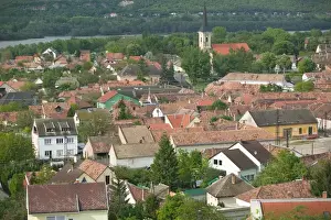 Suburb Prints: HUNGARY-DANUBE BEND-Estergom: Suburban Estergom Seen from Estergom Basilica